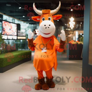 Orange Zebu mascot costume...