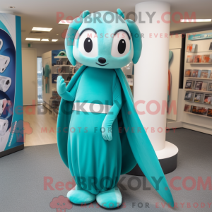 Teal Ermine mascot costume...