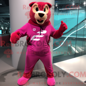 Magenta Puma maskot kostyme...