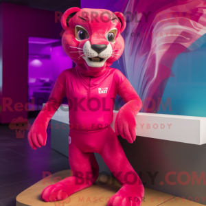 Magenta Puma maskot kostyme...