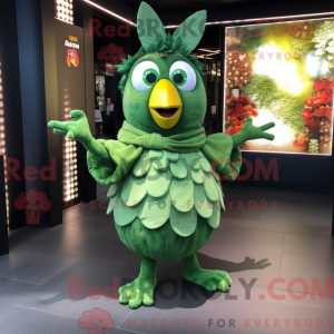 Green Hens mascot costume...