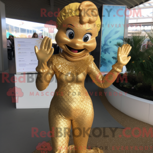 Gold Mermaid mascot costume...