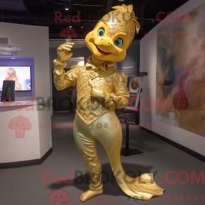 Gold Mermaid mascot costume...