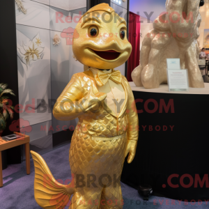 Gold Mermaid mascot costume...