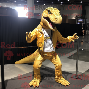 Gold T Rex mascot costume...