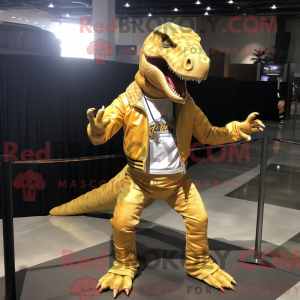 Gold T Rex maskotdraktfigur...