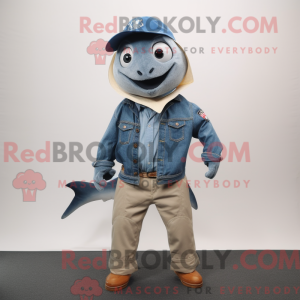 Grå tun maskot kostume...