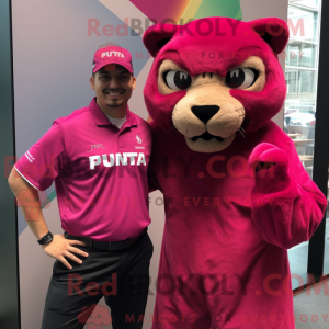 Magenta Puma mascot costume...