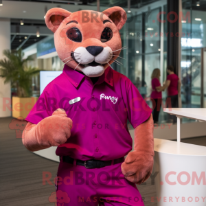 Magenta Puma mascot costume...