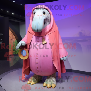 Pink Walrus maskot kostume...