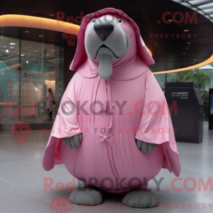 Pink Walrus maskot kostume...