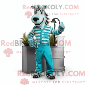 Cyan Zebra maskotdraktfigur...