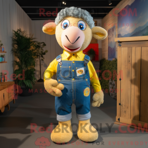 Yellow Sheep mascot costume...