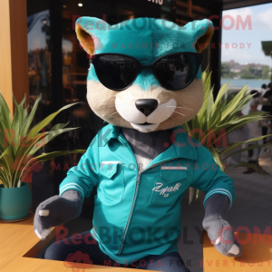 Teal Marten mascot costume...