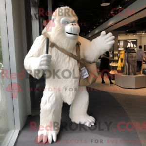 Hvid Gorilla maskot kostume...