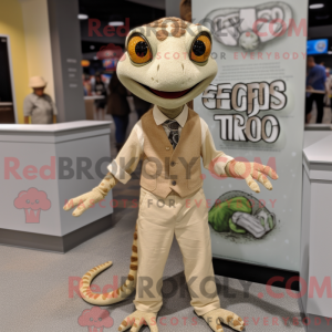 Tan Geckos mascot costume...
