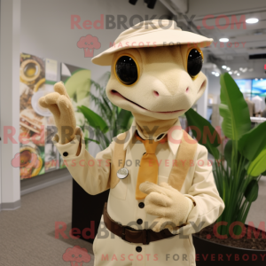 Tan Geckos mascot costume...