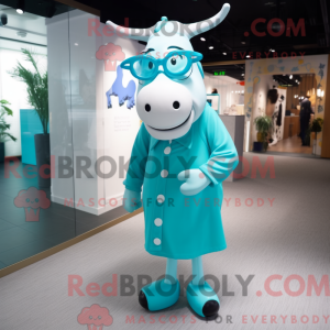 Cyan Cow Maskottchen Kostüm...