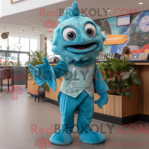 Cyan Fish And Chips mascot...