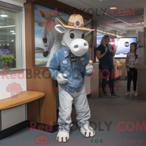 Silver Guernsey Cow mascot...