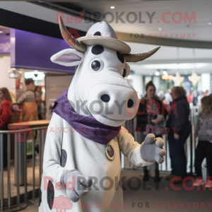 Silver Guernsey Cow mascot...