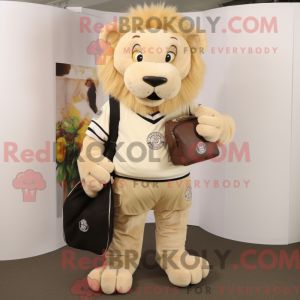 Beige Tamer Lion maskot...