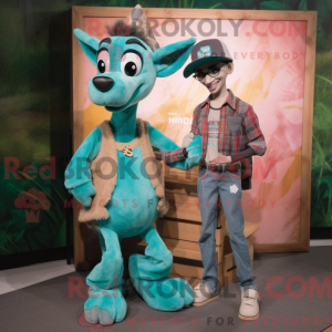 Teal Okapi mascot costume...
