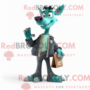 Teal Okapi mascot costume...