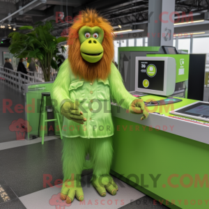 Limegrøn orangutang maskot...