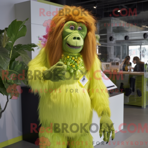 Limegrøn orangutang maskot...