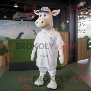 Hvid Jersey Cow maskot...