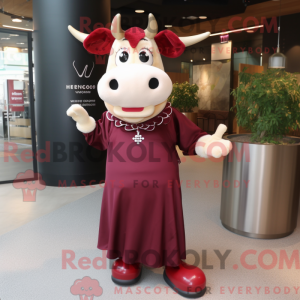 Maroon Cow maskot kostume...