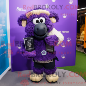Purple Suffolk Sheep mascot...