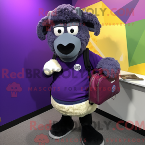 Purple Suffolk Sheep mascot...