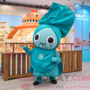 Teal Dim Sum maskot kostume...