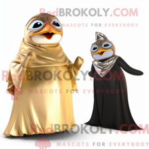 Gold Penguin mascot costume...