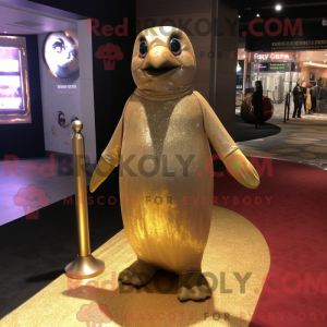 Gold Penguin mascot costume...