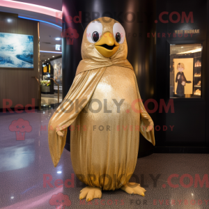 Gold Penguin mascot costume...