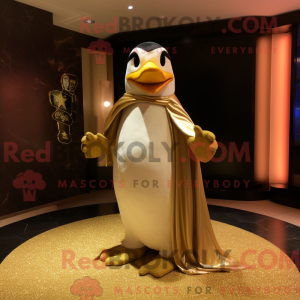 Gold Penguin mascot costume...