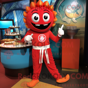 Red Pad Thai maskot kostume...