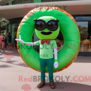 Grøn Donut maskot kostume...