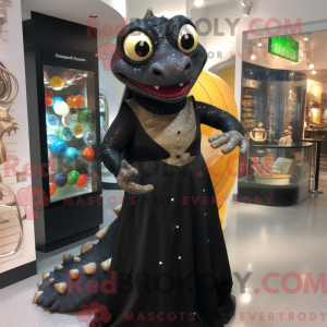 Black Geckos mascot costume...