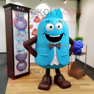 Sky Blue Chocolates mascot costume character dressed with a Blazer and Ties