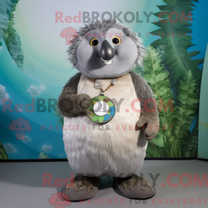 Sølv Kiwi maskot kostume...
