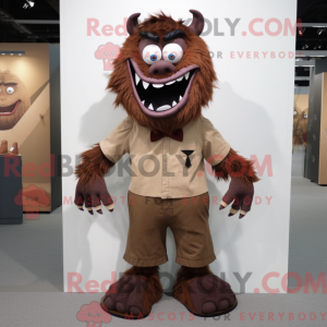 Brown Demon mascot costume...