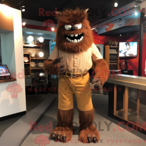 Brown Demon mascot costume...