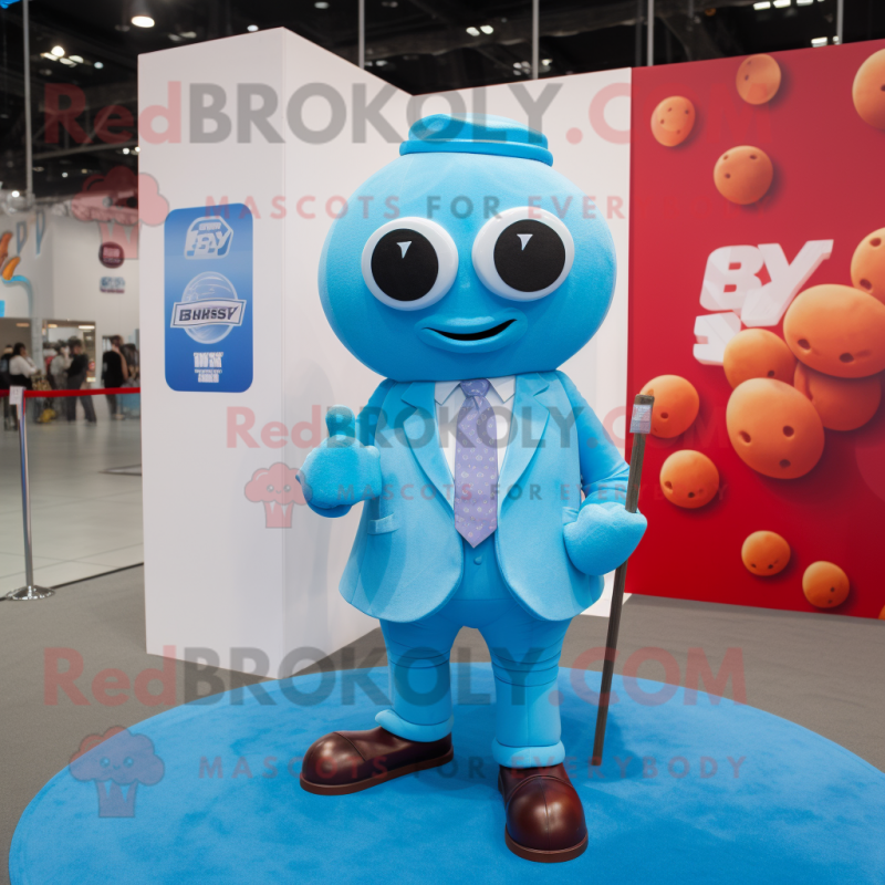 Sky Blue Chocolates mascot costume character dressed with a Blazer and Ties