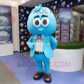 Sky Blue Chocolates mascot costume character dressed with a Blazer and Ties