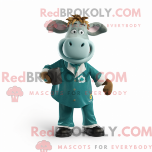 Teal Guernsey Cow mascot...