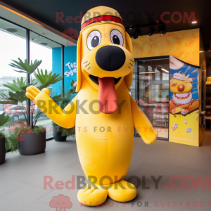 Gul Hot Dog maskot kostume...